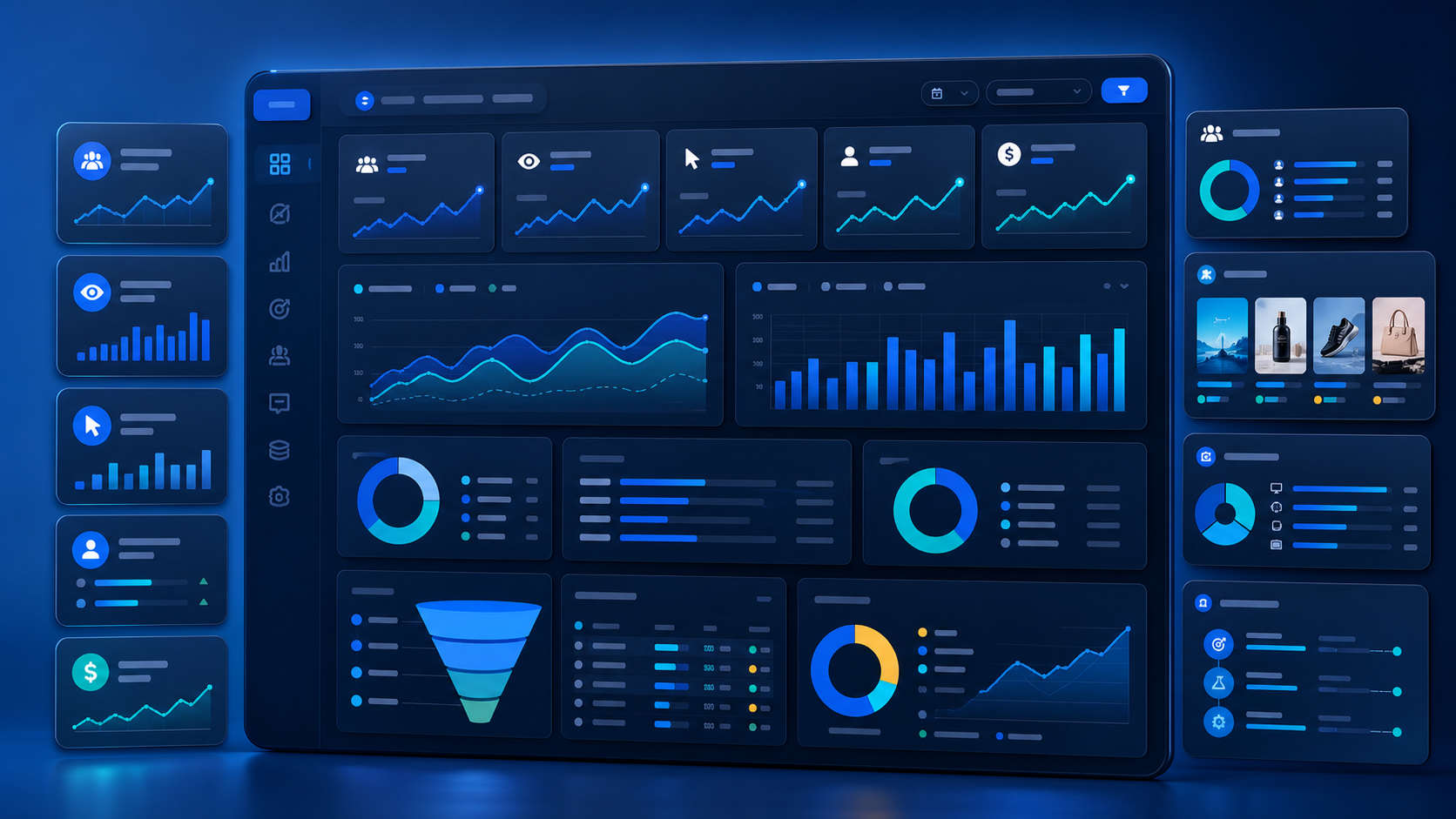Meta Ads tracking and reporting dashboard showing reach, impressions, clicks, leads, cost per lead, audience segments, creative performance, placement performance, remarketing funnel, and optimization roadmap